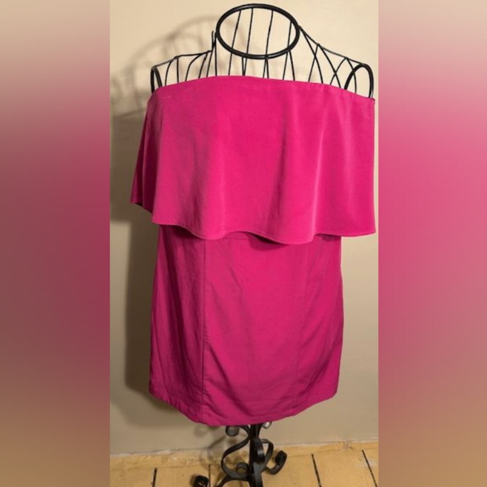 size 14 casual dress pretty womens pink strapless sexy stretch fourteen large